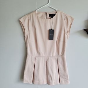 Ted Baker New Pleated Peplum Dusty Pink top IONA Size 1, Belt Missing